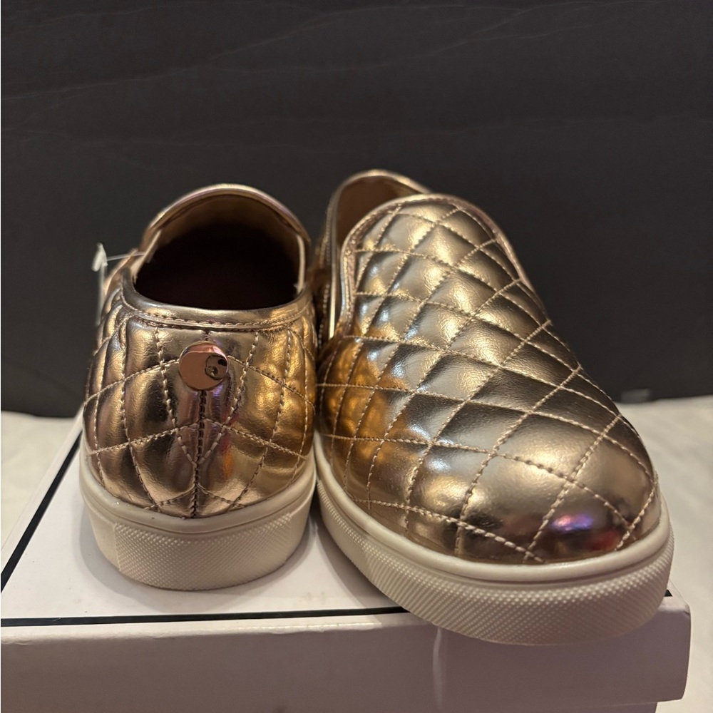 Quilted Gold Slip-On Sneakers